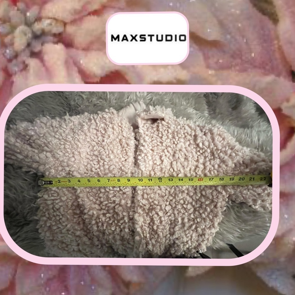 Max Studio Pale Pink Champagne Faux Fur Teddy  Jacket - Picture 16 of 16